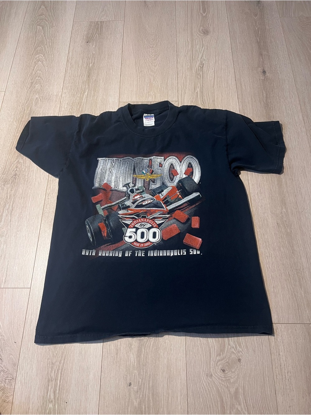 Gildan Black Indy 500 Graphic Tee with Red and White Accents